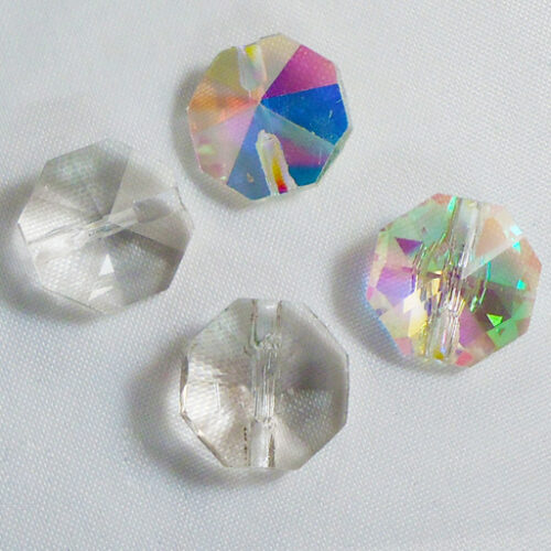 octagon de cristal con orificio a medias